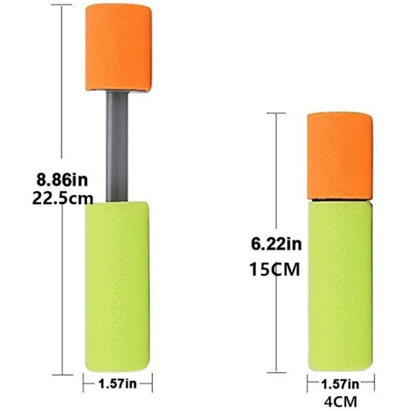 6 kappaleen vesipyssysetti, Super Soaker -pitkän kantaman vaahtomuovilelupumppu kesän lapsille (15,5 cm)