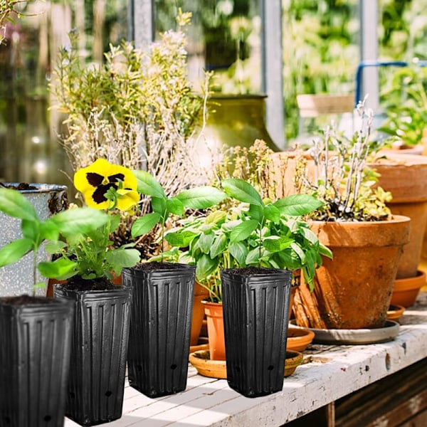 20 stk. store potter til træer, dybe plastikpotter til planteskoler, 7,8\" store krukker til såning af blomsterplanter til indendørs haveplanter