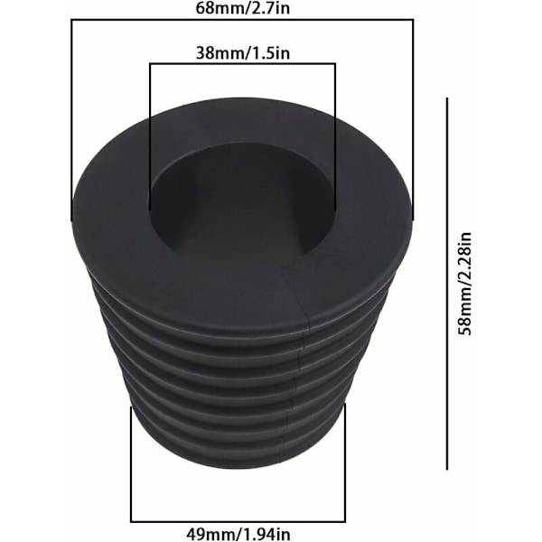 2 kpl Kumisateenvarjon kartiokiila aurinkovarjon jalustan reiän tulppaan patiopöydän sateenvarjolle 1,5 tuumaa/38 mm -