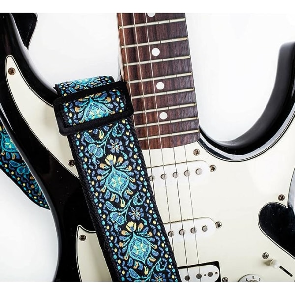 Folk gitarrrem (blå), klassisk elektrisk gitarrbaksida för pojkar och flickor, med barns gitarr etnisk klassisk stil, gitarrtillbehör