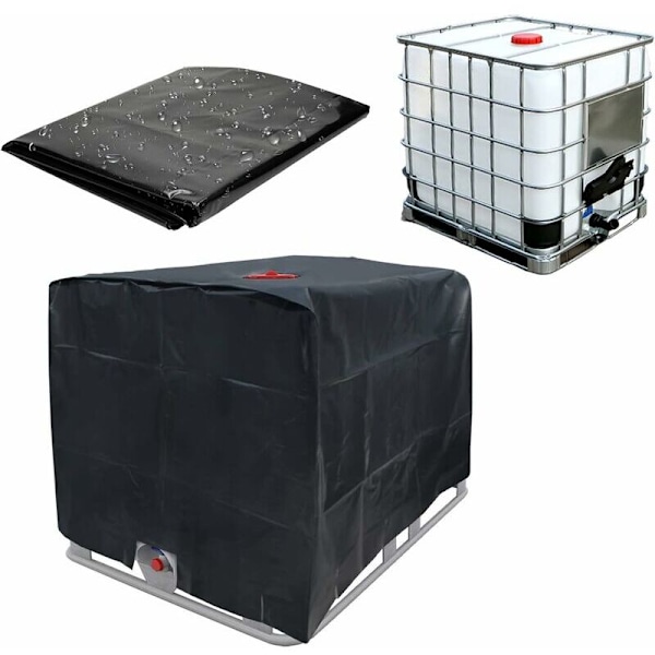 IBC skyddshölje för 1000 l vattentank, skyddshölje för IBC-tank, regnvattentank (svart), 120 × 100 × 116