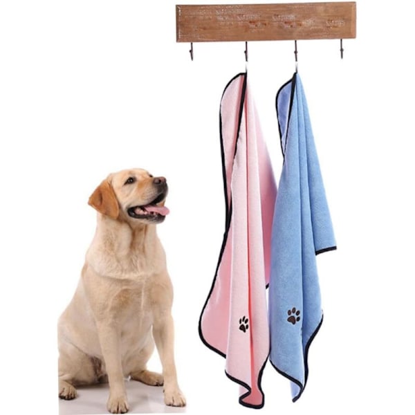 Kæledyrsservietter 2 rum, pink, blå, håndklæder til hurtigtørrende hunde, absorberende håndklæder til hunde, kæledyrstilbehør