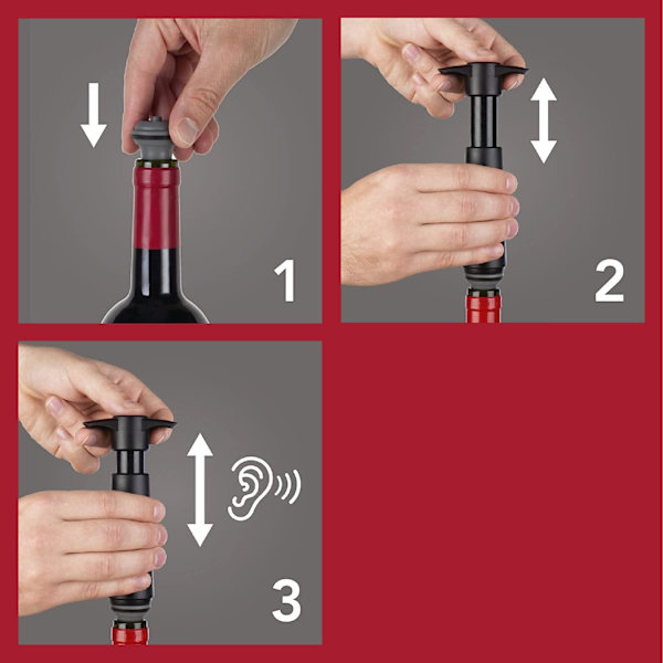 6-delt vakuumpumpestopper for vin - grå