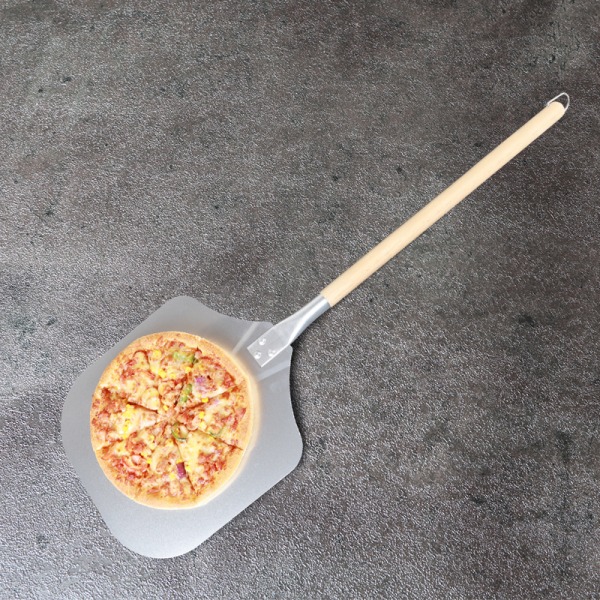 430 stainless steel pizza shovel - pizza and cake lifter with wooden handle - pizza scraper for pizza, tarte flambée and bread - removable handle