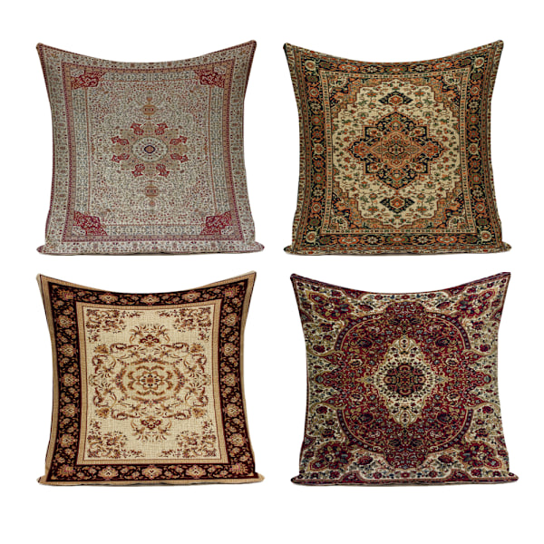 4 pudebetræk akvarel mønster fliser og orientalsk retro firkantet farverig maleri pudebetræk 45x45 cm (stil B)