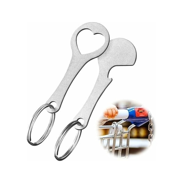 Token Nøgle 2 Stykker Indkøbsvogn Token Metal Chip Nøgleholder Indkøbsvogn Nøglering Rustfrit Stål Indkøbsvogn Chip Aftagelig Indkøbsvogn Chip