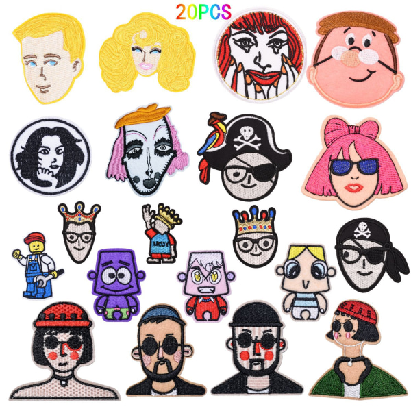 20 stk. Cartoon Character Computer Broderet Pirat Prinsesse Broderede Klædestickers