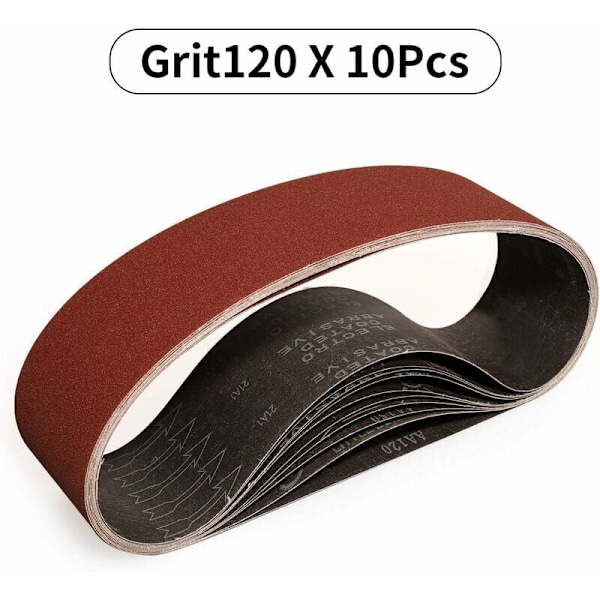 Slibebånd 100x610 mm - 10 stk. 120 korn sandpapirbånd til slibning og polering med bærbar båndsliber