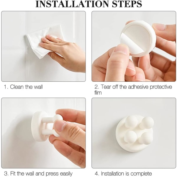 8 stykker silikone vægmonteret tandbørsteholder, shaverholder H
