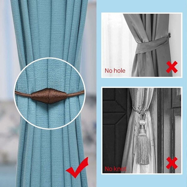 Käsintehdyt magneettiset verhonpidikkeet, 4 kpl, käytännöllinen koristeellinen kartion muoto kotiin ja toimistoon (tumma kahvi)