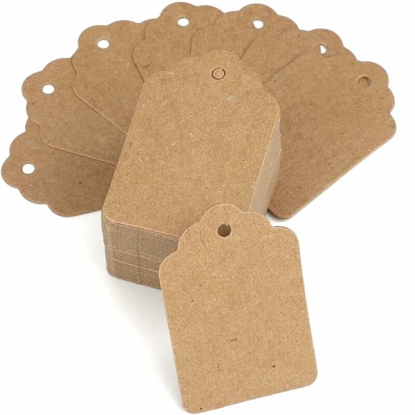 200 stk. Kraft prislapper 3,2x5 cm Tag Butikklapper Etiketter for produktklær, brun