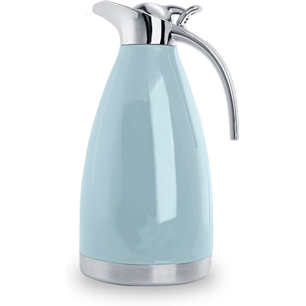 Rostfritt stål kaffetermos / Dubbelväggig vakuumtermos isolerad / 12 timmars värmehållning / 2 liter (Blå)