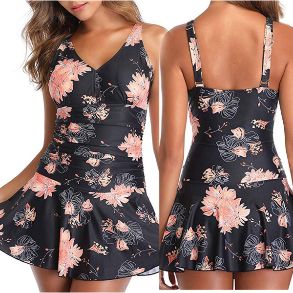 Badedrakt for kvinner, Plus Size, Floral og elegant