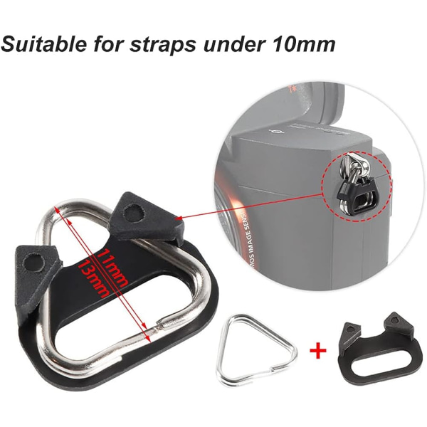 Trekant Kamera Stropp Ringer, Legering Kamera Stropp Trekant Split Ring Erstatningskrok, for Kamera Skulderstropp 3 Par Pakke