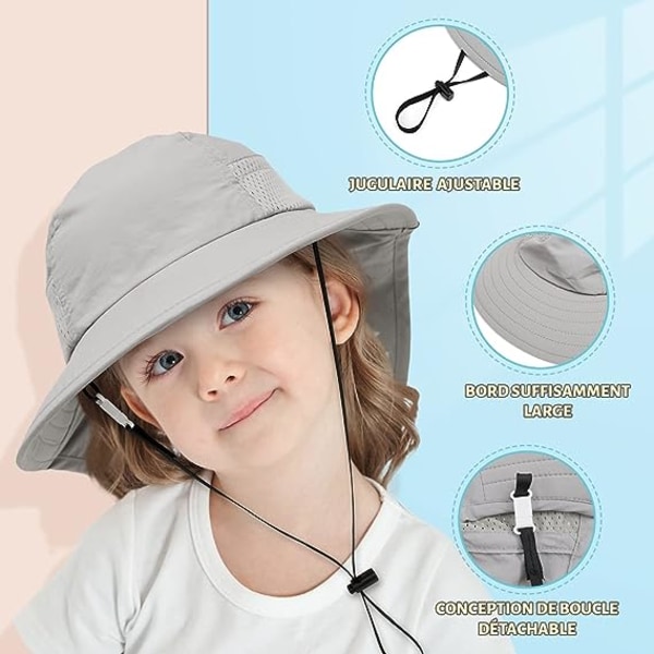 Hvid-46-50CM-Baby Solhat Pige Dreng Hals Kap Beskyttelse Børn Spand Hatte Åndbar Baby Pige Strand Hat Toddler Sommer Hat