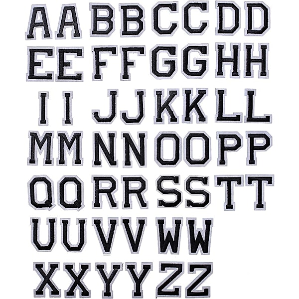 Alphabet Kläder Stryk-på-lappar (2-pack), 52 bokstäver A till Z, svart och vitt