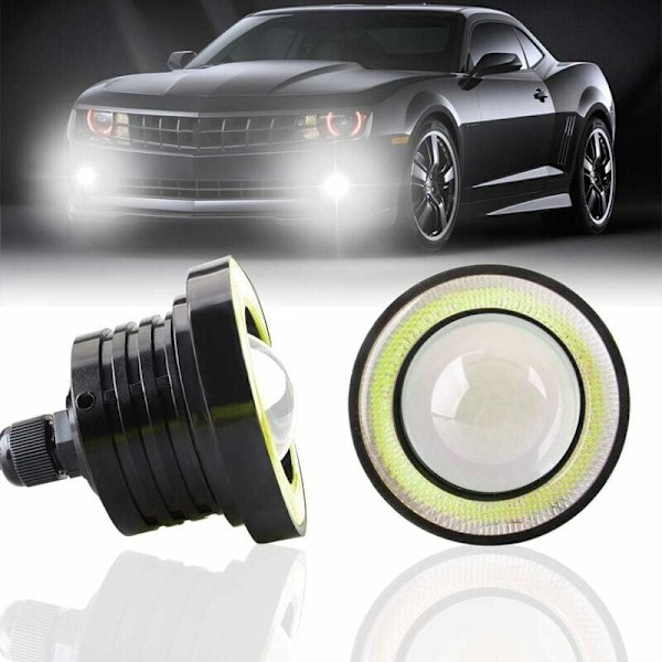 2 KPL Erittäin Kirkas 3.0\" Universaali Projektori LED Sumuvalo 12V 10W Valkoinen COB Halo Enkelin Silmät Renkaat Moottoripyörä Auto Päiväajovalot DRL Ajo Valo