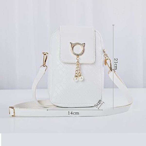Naisten Mini Crossbody PU-matkapuhelinlaukku, naisten vetoketjullinen puhelinlaukku, älykäs lompakko, matkapuhelinlaukku säädettävällä olkahihnalla matkustamiseen S
