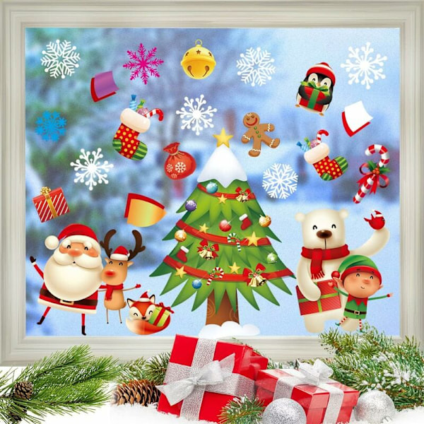 A-Noël Vindusklistremerke, Juleklistremerker, DIY Dekorasjonsklistremerker, Klistremerke Veggklistremerker Reinsdyrklistremerke Klistremerke Snøfnugg Julenissen Statisk St