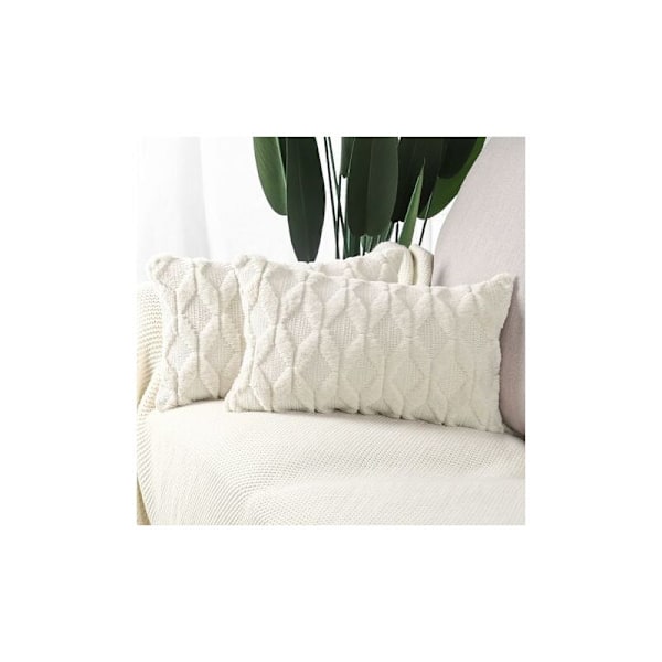 2 st söta plysch korta ull dekorativa sammetskuddar lyxig kuddstil för beige sovrumssoffa 30 x 50 cm