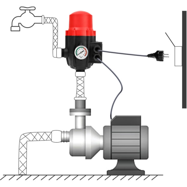 Hengda tryckströmbrytare med sladd DPS-3 230V 1-fas för hushållspump brunnspump Med kabel