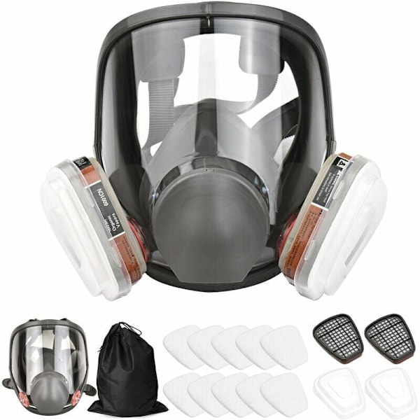 Komplett maske 16 i 1 komplett silikonmaske helmaske + bomullsfilter filterboks sett med 7 deler