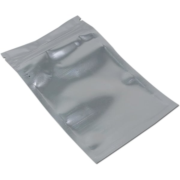 50 st 18 x 25 cm (7,09 x 9,8 tum) Genomskinliga framsida Mylar folieväskor Silver aluminiumfolie Mylar påsar Värmeförsegling Återförslutningsbar dragkedja Lås Plastförpackning