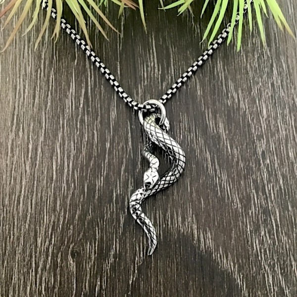 Halsband med hänge för män i rostfritt stål, orm