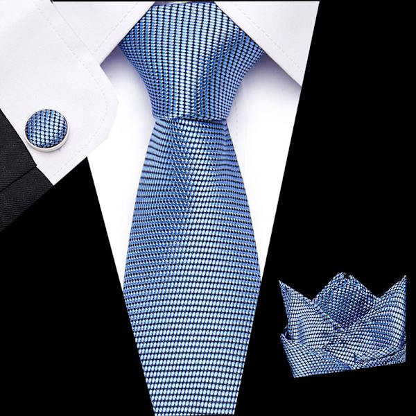 Herr Tie Rutig Elegant Bröllop Klassiska Slipsar och Näsduk Företag Houndstooth Mönster Näsduk Slips Set