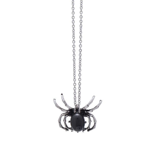 Halloween kostume skræmmende edderkop vedhæng halskæde, sort onyx