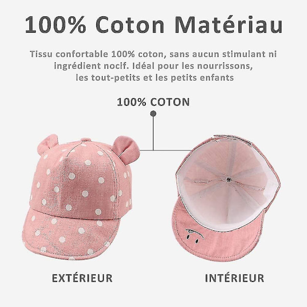 Bomull baby hatt flicka pojke barn solhatt justerbar sommar höst rosa