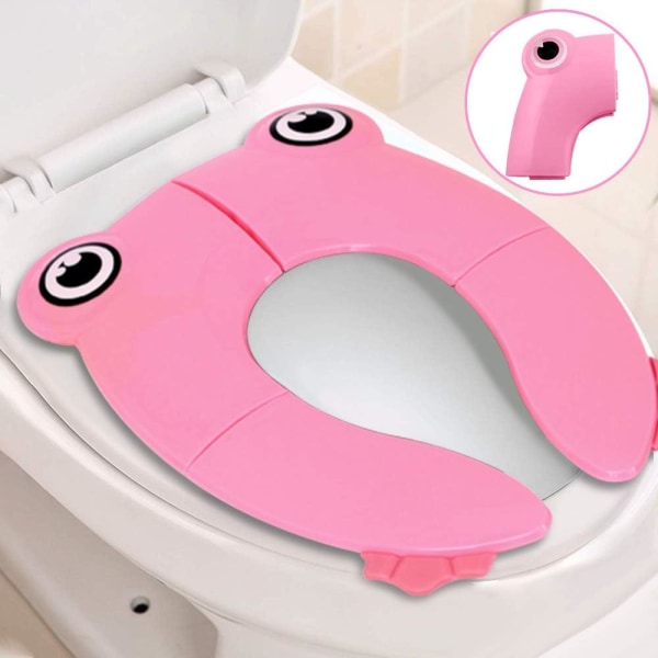 Baby Toilet Reducer Foldbar Børnesæde Reducer, Rejsefoldbar Toilet Sæde til Barn/Spædbarn, Nemt at Bære Børnetoilet Reducer (Pink)