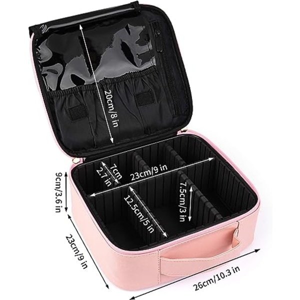 (Pink) With Combination Lock-Cosmetic Bag Travel Cosmetic Organizer Professional Cosmetic Organizer Bag Waterproof Portable Cosmetic Bag With Detach