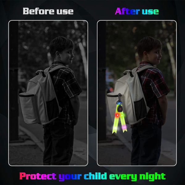 blå og grøn 2 Pakke LED Skoletaske Blinkende Lys Reflektor Li