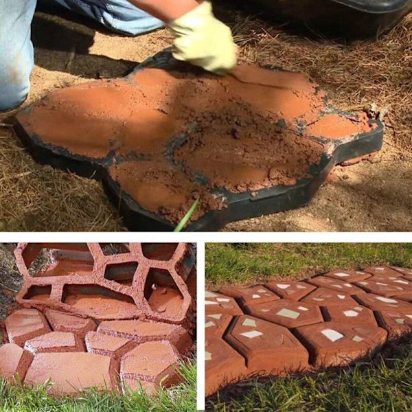 Svart betongform DIY gjutform plastform betongbeläggning pavage Modell Modell för trampsten trottoar trädgård gräsmatta spår