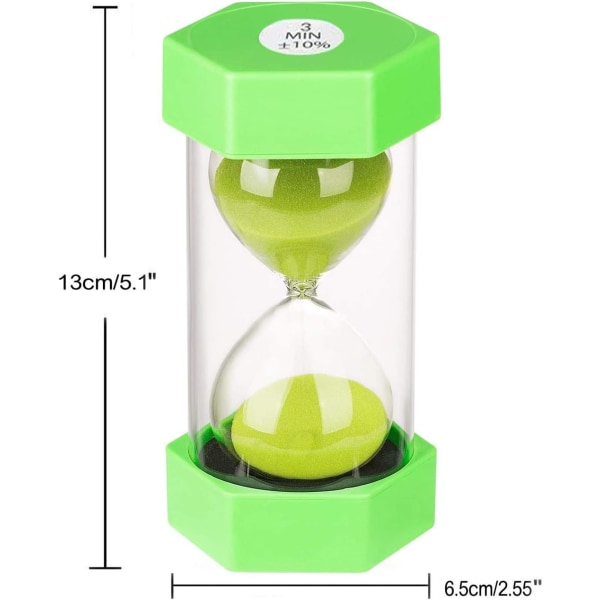 Timglas Timer Färg Timglas Kök Timer, Visuell Hjälpmedel för Spel, Matlagning och Träning (3 Minuter i Grönt)