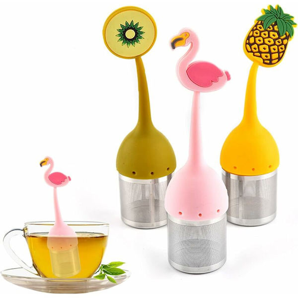 Silikone Te-infuser, 3 stk. Urte Te-filter, Sød 304 Rustfrit Stål Mesh Te-filter Med Silikone Håndtag Til Løs Te