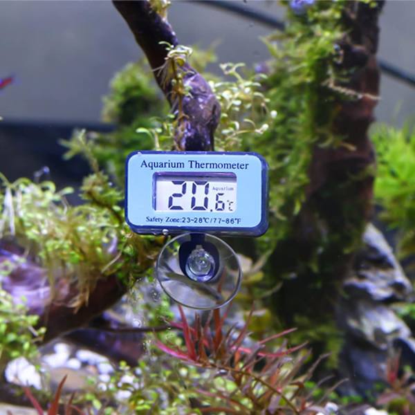 Akvarie Termometer, Digital Vandtæt Termometer med Sugekop Fisketank Vandtemperatur Termometer til Fisk Som Betta(Blå)