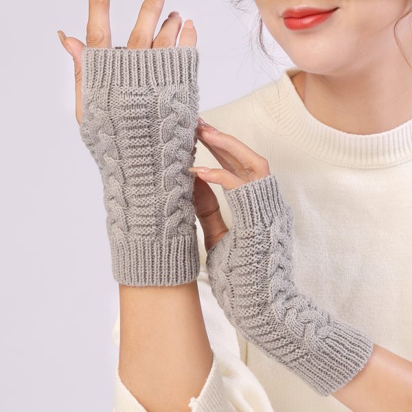 Korta twist fashionhandskar höst och vinter stickad ull varma halvfingerlösa handskar för män och kvinnor