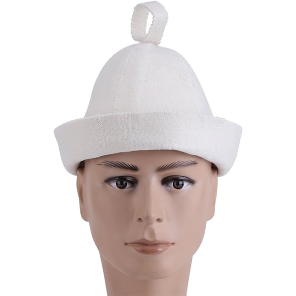 White Wool Sauna Felt Hat Head Protection Cap Portable Breathable Bath Cap Cute Comfortable Sauna Accessories for Bathing or Steaming