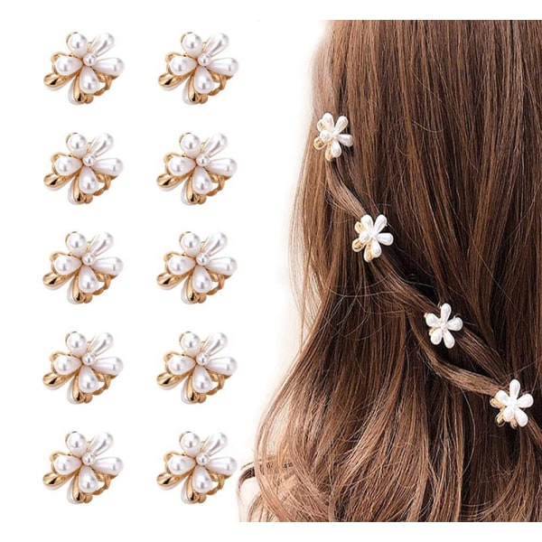 1 stk små perlehårspænder Blomsterdesign mini perlehårspænder, sødt kunstigt pandehår klip damepiger dekorativt hårtilbehør