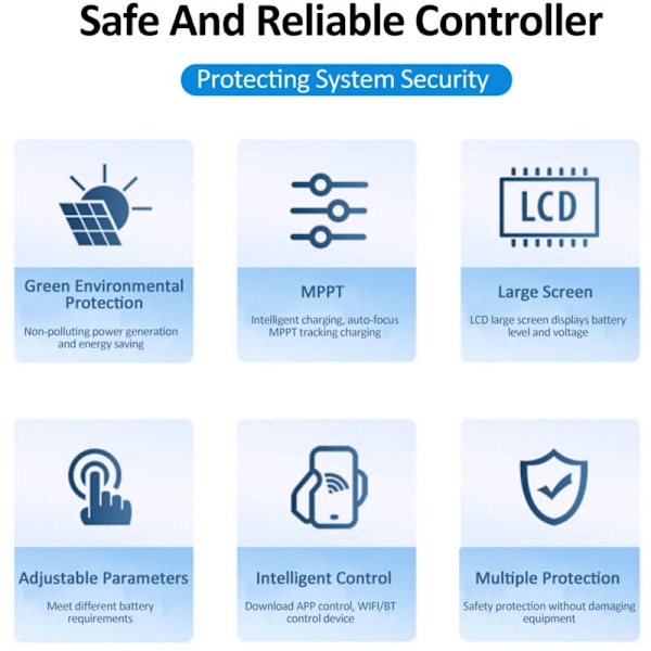 WiFi solcelleoplader controller + BT 60A Controllere MPPT MPPT 12V / 24V / 36V / 48V / 60V LCD display Output controller Dobbelt USB 5V SOLD CHELL TO TAP