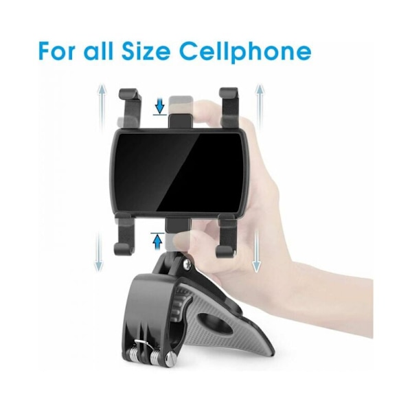360-graders rotasjon BIL Telefonholder, Dashbordmontering Klar Takmontering Biltelefonholder for GPS og smarttelefoner fra 4 til 7 tommer