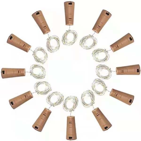 Flaske Lys, Kork Lys til Flasker 2m 20 LED, Betjente Nattelys til DIY Soveværelser Fester Bryllupper Indendørs Jul Udendørs Dekoration, (12 Pa
