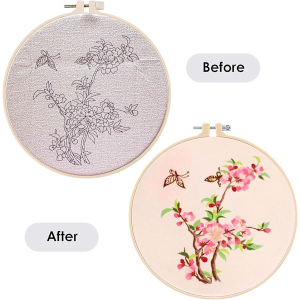 Broderikit komplett med korsstygnsduk, broderiram, broderinål och broderitråd, instruktioner, hantverk för vuxna, broderikit för nybörjare