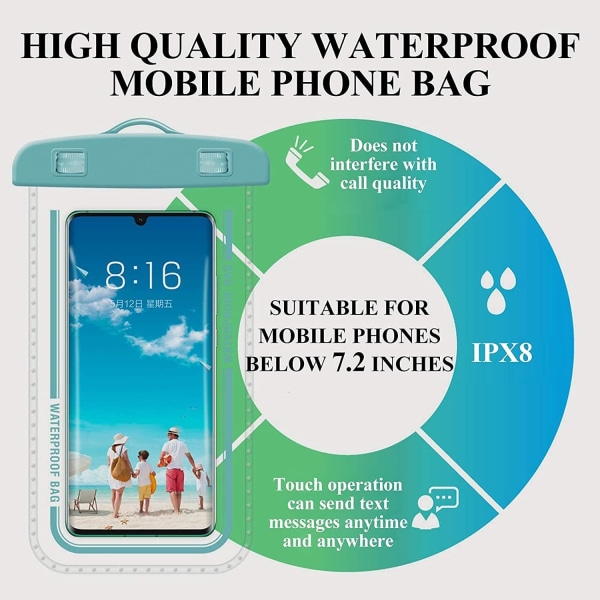 Vanntett smarttelefonveske [2-pakning], vanntett telefondeksel IPX8