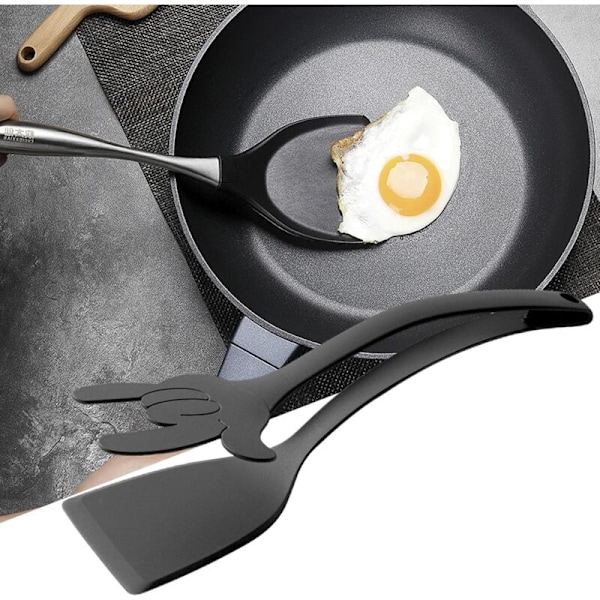 Kjøkkentang og 2 i 1 stekespade, silikon kjøkken grillspade, biffspade, varmebestandig pannekakespade, silikon kjøkkenspade for di