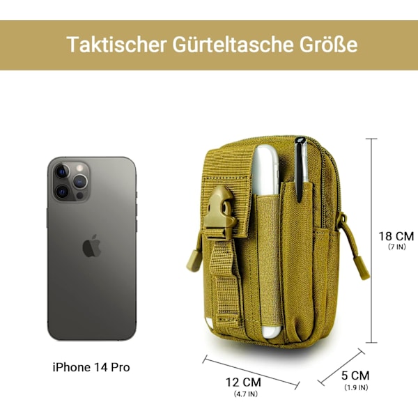Brun gul-Herrbälte Väska Nylon Multifunktionell Messenger Väska Gadget Väska för Telefon, Camping, Vandring, Cykling, Klättring och Resor