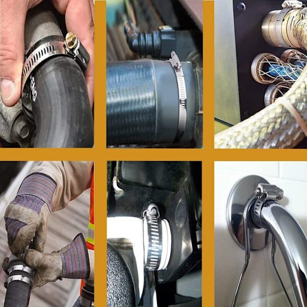 4 dele, spændehalskæde Justerbar slange 27-51 mm, 304 rustfrit stål, metalklemme, til hjemmegas, familievandrør, kabel, hane osv.