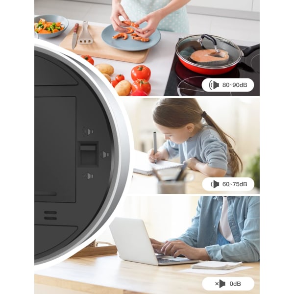 Kjøkken Timer Digital Timer med Stoppeklokkefunksjon og Nedtelling Aluminiumlegering Hus 2 Display Skjermmodus 3 Justerbare Volumnivåer